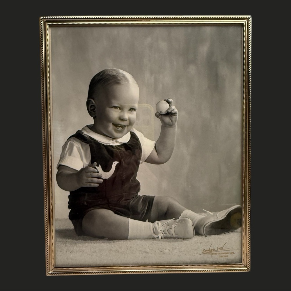 Vintage Baby Boy Photo Picture 1960s Black and White Retro